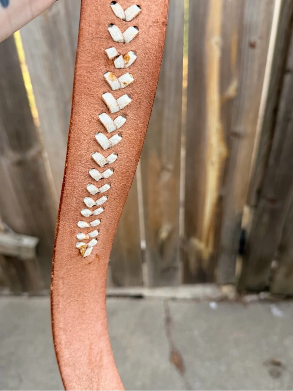 Vintage Braided Leather Belt in Cognac and Cream Size 40